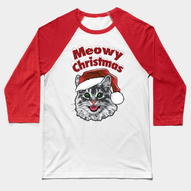 Meowy Christmas Baseball T-Shirt by M2M